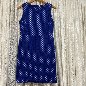 Old Navy Sleeveless Sheath Dress. Blue w/ White Polka Dots. Cotton w/ Spandex.